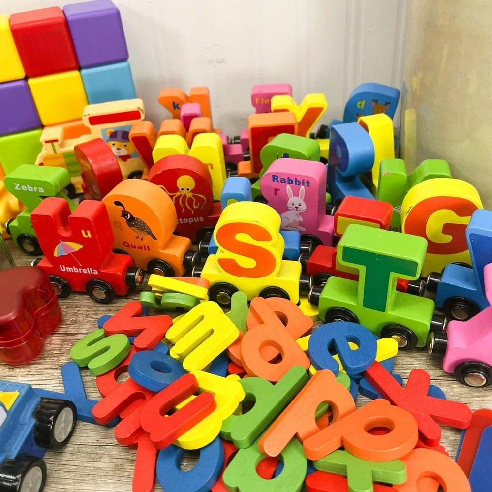 Preschool Learning Toy Lot Alphabet Train Magnetic Letters Flashcards Blocks